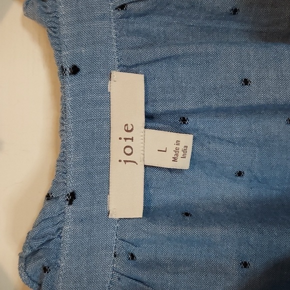 Joie Idonian Clip Dot Chambray Embroidered Long Sleeve Ruffle Blouse - Picture 5 of 12